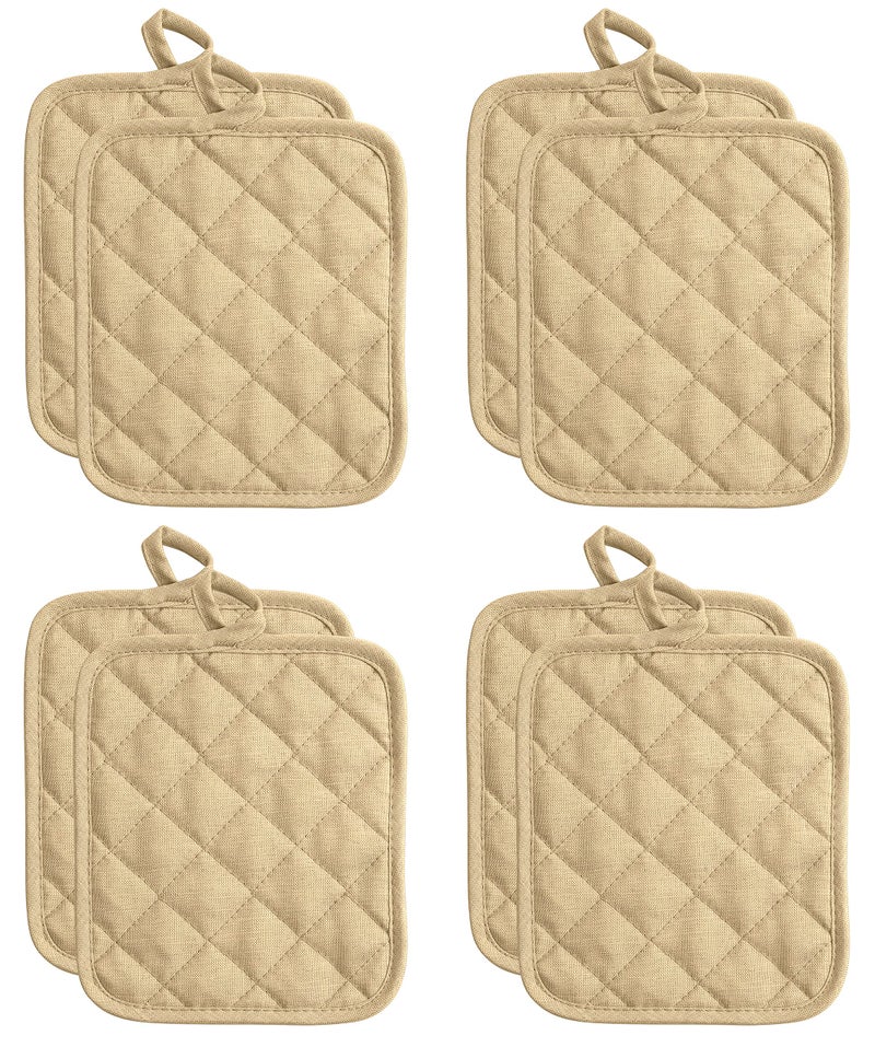 American Linen Pot Holders Hot Pads Table Pads for Kitchen and Dining Table Non Slip Heat Resistant Hot Pot Holder Sand 8 Pack