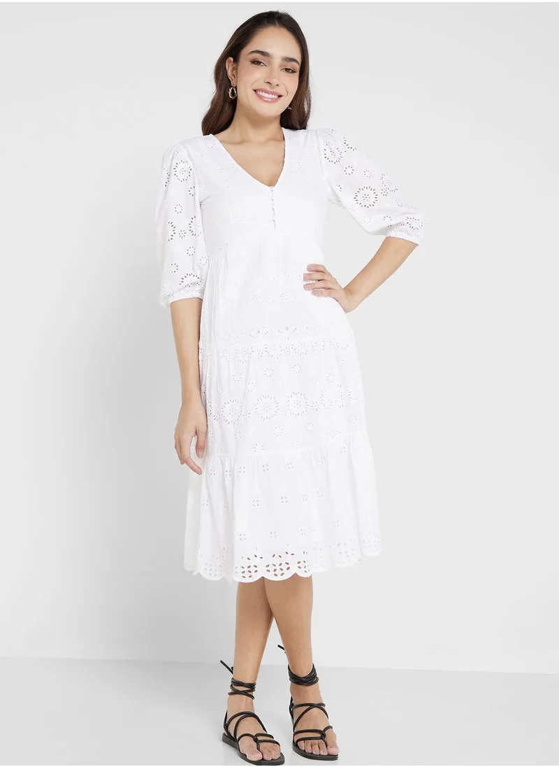 French Connection Eyelet A-Line Dress