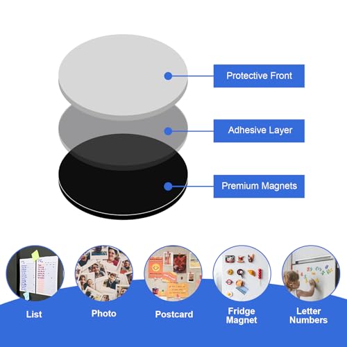 Towjug Magnetic Dots with Adhesive Backing (Diameter 1.2" x 0.08"), 240 Pieces Anisotropy Circle Magnets for DIY, Art Projects, Whiteboards & Fridge - Image 3