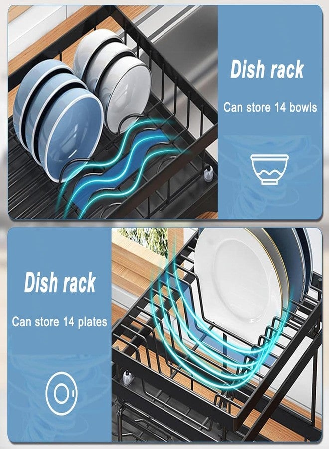 NYTRYD Counter Dish Dish Drying Rack 2 Tier with Drip Trays, Cutlery/Cup Holder, Cutting Board Holder & Mini Draining Board,Large Dish Drainer Rack for Kitchen Countertop or Sink Kitchen Organizer. - Image 5
