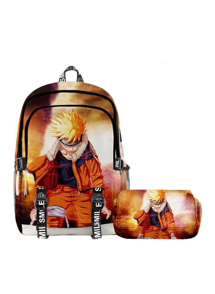Naruto backpack + double-layer pencil case two-piece suit men and women leisure sports travel backpack student school backpack - Image 1