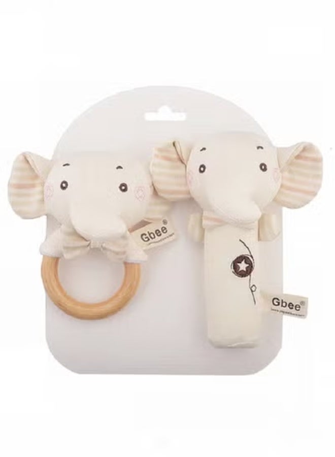 جبيه طقم ألعاب خشخيشات من القطن العضوي مصنوع من مواد عالية الجودة للأطفال، ألعاب تعليمية للأطفال الرضع - Image 1