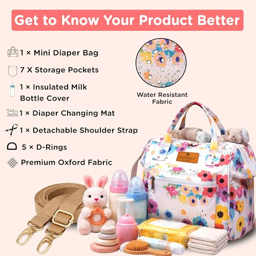 Motherly Nano Diaper Bag for Mothers for Travel– Combo Set with Accessories, Small Maternity Handbag for Newborn Baby,Multiple Pockets Water Resistant Baby Bag (Garden Glam) - Image 2