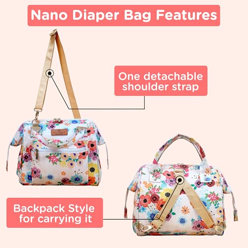 Motherly Nano Diaper Bag for Mothers for Travel– Combo Set with Accessories, Small Maternity Handbag for Newborn Baby,Multiple Pockets Water Resistant Baby Bag (Garden Glam) - Image 5
