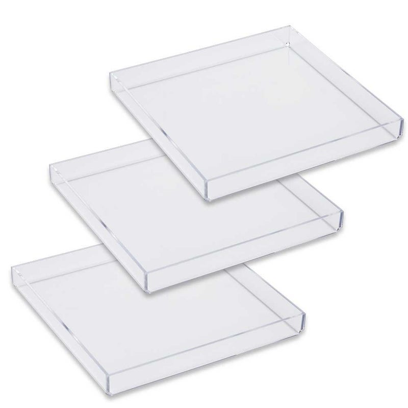 Mirart Clear Acrylic Tray 8 x 8 3 Pack