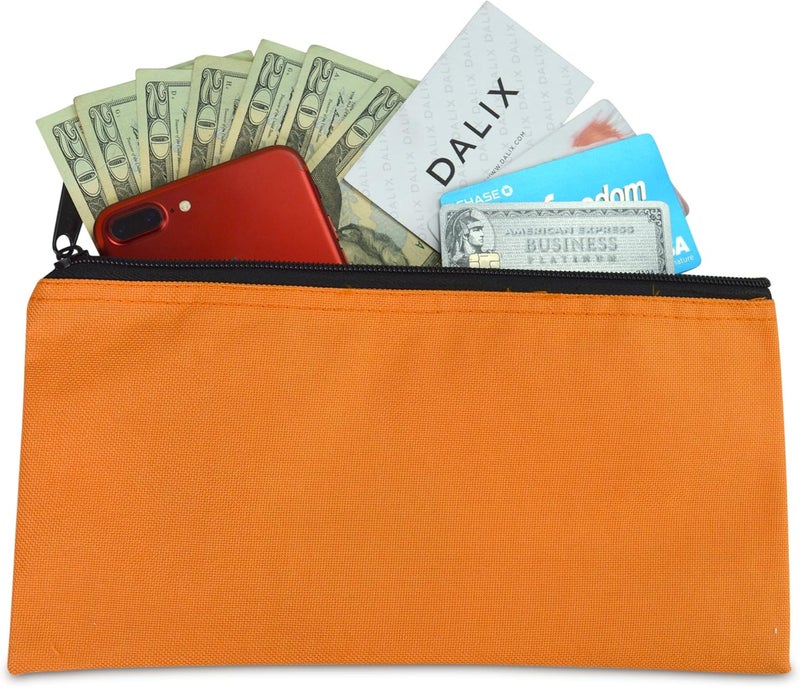 DALIX Bank Bags Money Pouch Securi Deposit Utility Zipper Coin Bag Orange 2 Pack - Image 4