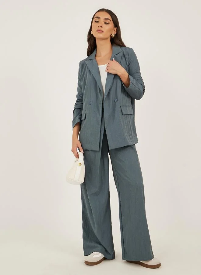 Styli Notch Lapel Oversized Regular Length Double Breasted Blazer