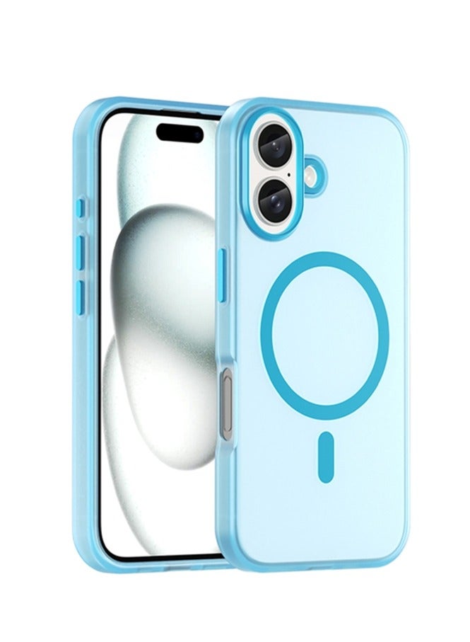Drop-resistant, reinforced plastic back cover compatible with iPhone 16  - Blue - Image 1