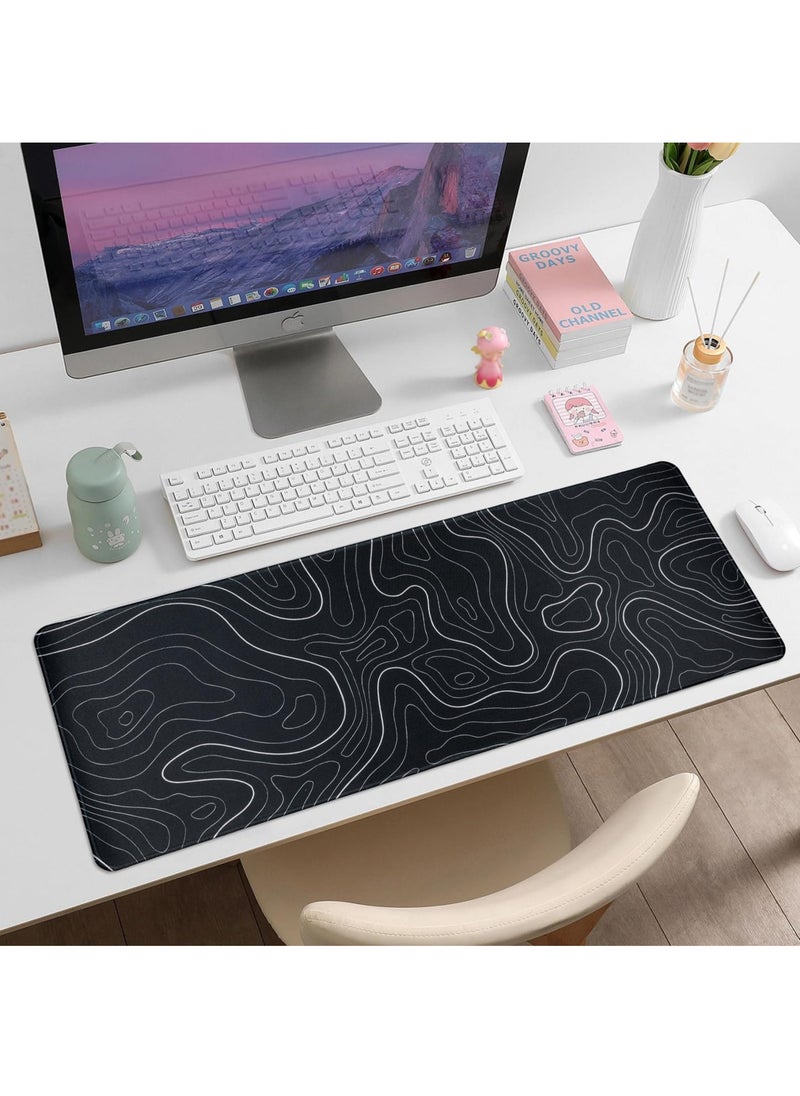 Large Mouse Pad 900*400mm Size,Anti-Skid Gaming Mouse Pad Office Desk Mat Desk Pad for Computers Laptop Black/White