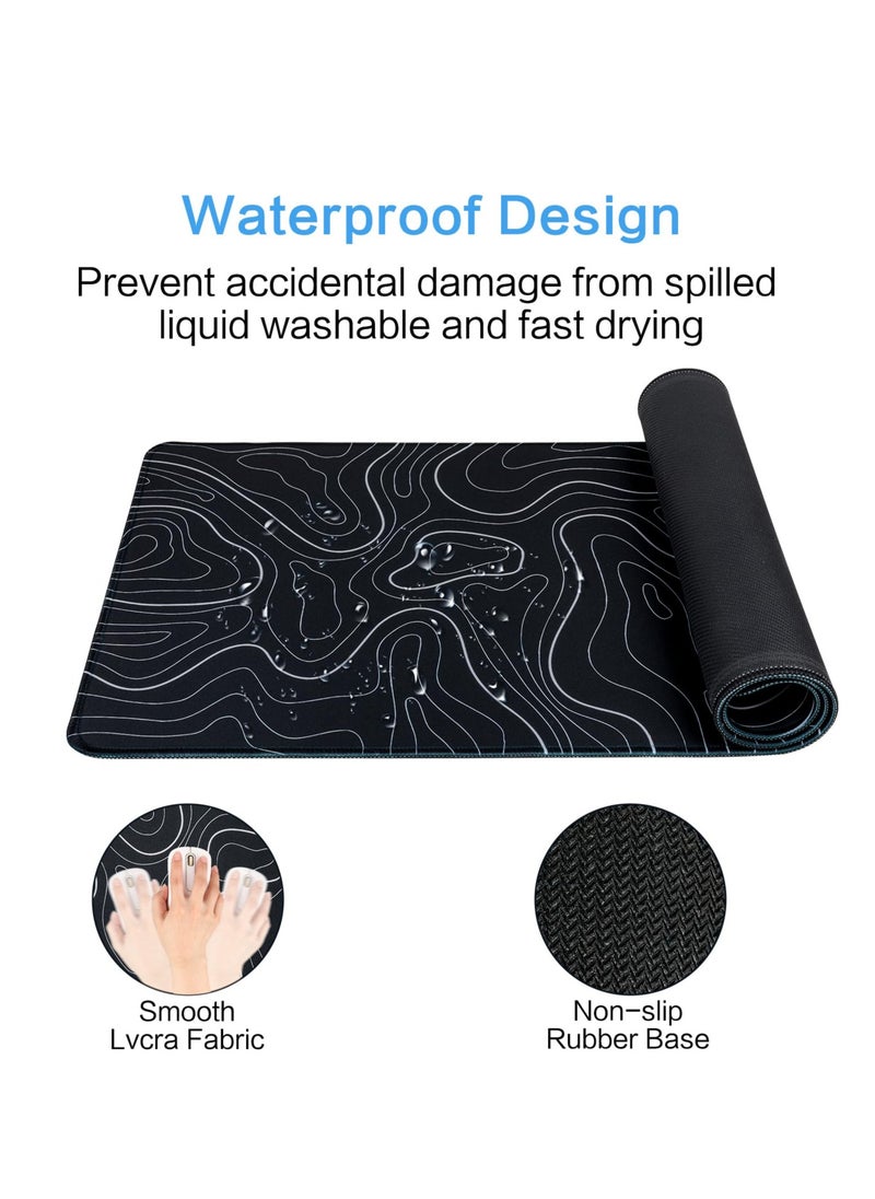 Flash Hawk Large Mouse Pad 900*400mm Size,Anti-Skid Gaming Mouse Pad Office Desk Mat Desk Pad for Computers Laptop Black/White  - Image 3