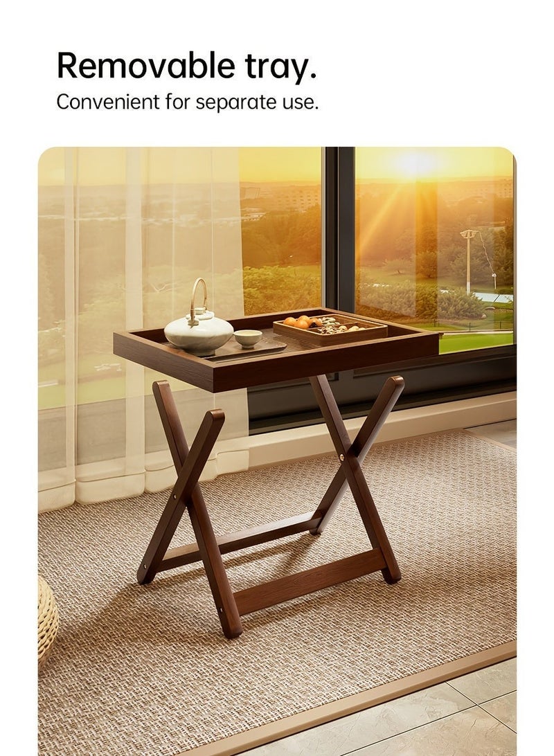 NIBEMINENT 1pc Foldable Coffee Table with Bamboo Frame & Acrylic Top - Space-Saving Design, No Assembly Required, Classic Style for Living Room, Bedroom, Bay Window, Bedside - Durable & Easy-Clean Furniture, Coffee Table for Living Room, Bedroom Nightstand, Minimalist Table, Easyclean Surface - Image 5