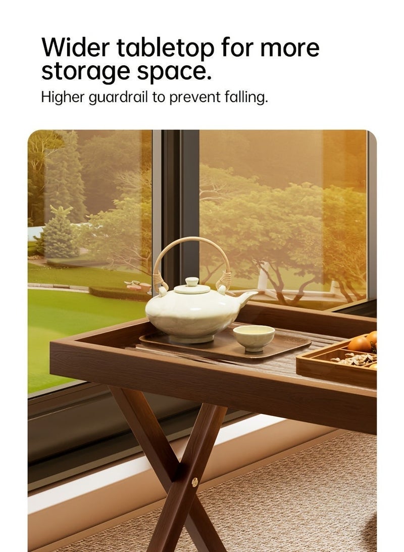 NIBEMINENT 1pc Foldable Coffee Table with Bamboo Frame & Acrylic Top - Space-Saving Design, No Assembly Required, Classic Style for Living Room, Bedroom, Bay Window, Bedside - Durable & Easy-Clean Furniture, Coffee Table for Living Room, Bedroom Nightstand, Minimalist Table, Easyclean Surface - Image 4