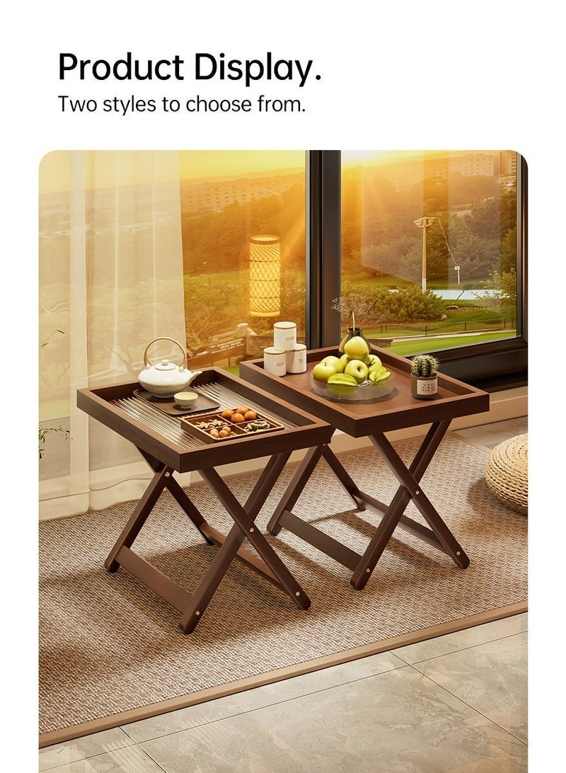 NIBEMINENT 1pc Foldable Coffee Table with Bamboo Frame & Acrylic Top - Space-Saving Design, No Assembly Required, Classic Style for Living Room, Bedroom, Bay Window, Bedside - Durable & Easy-Clean Furniture, Coffee Table for Living Room, Bedroom Nightstand, Minimalist Table, Easyclean Surface - Image 3