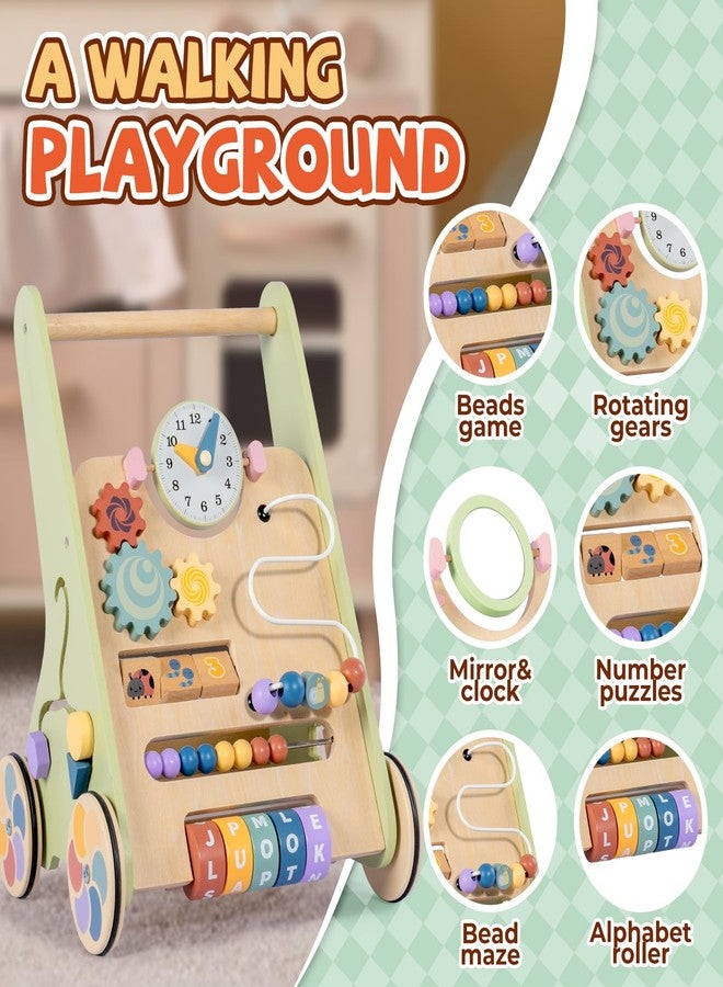 BAUTIA Wooden Baby Walker for 6-12 Months, Montessori Walker Push Toy for Toddlers Learning to Walk, Push Walker Baby Activity Center for Boys and Girls - Image 2