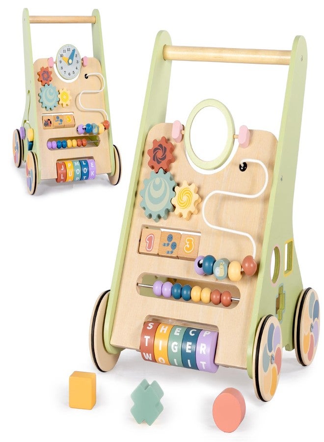 BAUTIA Wooden Baby Walker for 6-12 Months, Montessori Walker Push Toy for Toddlers Learning to Walk, Push Walker Baby Activity Center for Boys and Girls - Image 1
