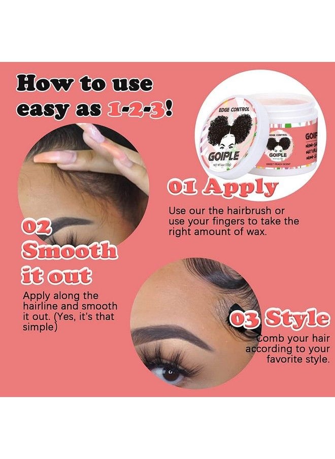 Goiple - Edge Control Wax For Women Strong Hold Nongreasy Edge Control Smoother Edge Tamer Edge Wax Styling Tamer Edge Control For Black Hair No Flaking White Residue Edge Control Set (Sweet Peach) - Image 1