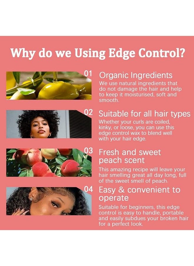 Goiple - Edge Control Wax For Women Strong Hold Nongreasy Edge Control Smoother Edge Tamer Edge Wax Styling Tamer Edge Control For Black Hair No Flaking White Residue Edge Control Set (Sweet Peach) - Image 1