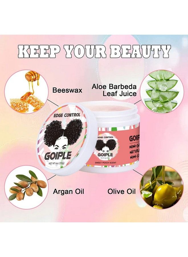 Goiple - Edge Control Wax For Women Strong Hold Nongreasy Edge Control Smoother Edge Tamer Edge Wax Styling Tamer Edge Control For Black Hair No Flaking White Residue Edge Control Set (Sweet Peach) - Image 1
