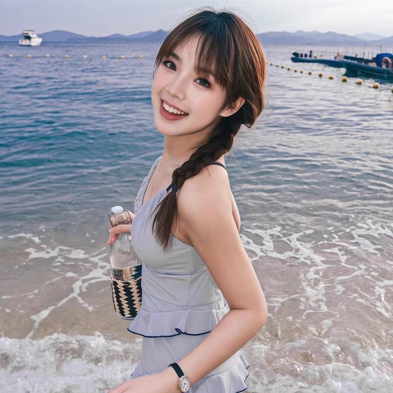 New Conservative One-Piece Skirt-Style Swimsuit For Female Students, Covers The Body, Looks Slimming, Suitable For Springs And Vacations, Small Bust, Ins Pure Desire Style - Image 5