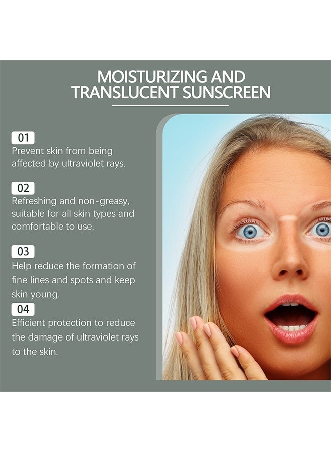 OUHOE Moisturizing And Translucent Sunscreen，Silky Moisture Sunscreen, Korean SPF 50+ PA++++ Clear Filter Sun Essence, Moisture Daily Sunscreen, No White Cast&Sticky, Hydrating, Moisturizing,Light Finish Universal Sun Essence for All Skin 50G - Image 5