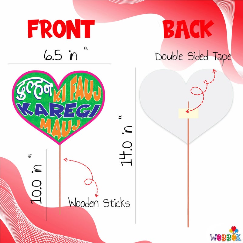 WOBBOX Wedding Colourful Photo Booth Party Props (Pack of 2), Wedding Props for Photoshoot (35 Pcs) - Image 3