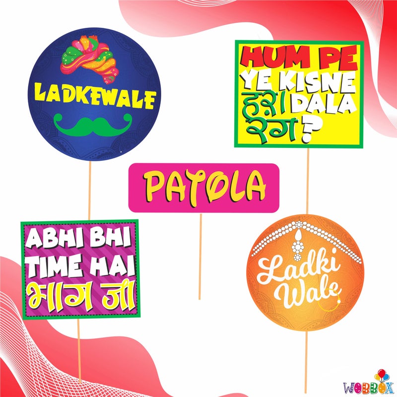 WOBBOX Wedding Colourful Photo Booth Party Props (Pack of 2), Wedding Props for Photoshoot (35 Pcs) - Image 2