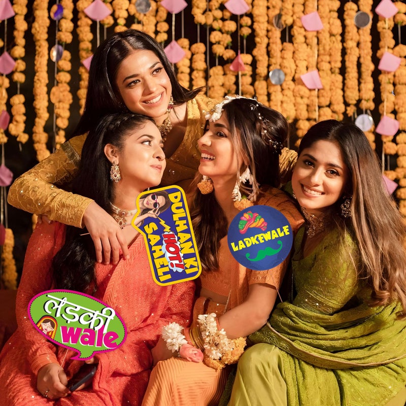 WOBBOX Wedding Colourful Photo Booth Party Props (Pack of 2), Wedding Props for Photoshoot (35 Pcs) - Image 5