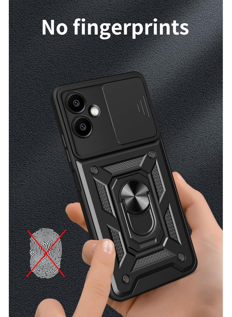 [1+2 Sets] For Samsung Galaxy A06 Case & Screen Protector Slide Camera Cover with Magnetic Car Mount 2 Pieces Tempered Glass Screen Protector - Image 4