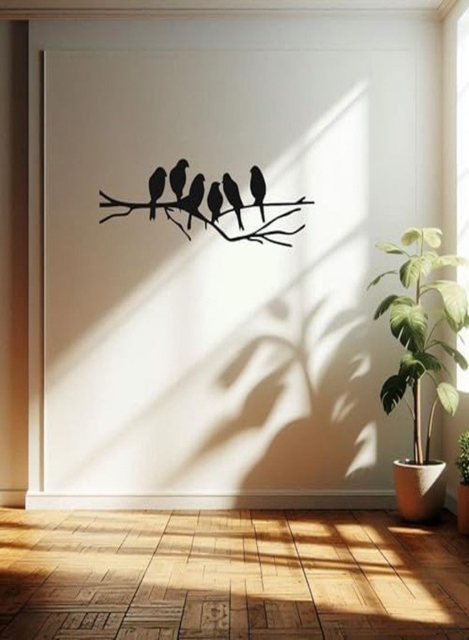 MAYUMI DÉCOR | Wooden Wall Plaque/Wall Sign For Home Decoration | Ready To Hang Wall Decor (Black) - 400 mm Length (Birds on the Branch) - Image 2
