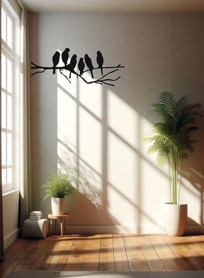 MAYUMI DÉCOR | Wooden Wall Plaque/Wall Sign For Home Decoration | Ready To Hang Wall Decor (Black) - 400 mm Length (Birds on the Branch) - Image 3