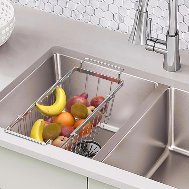 Orgneas Freezer Baskets for Chest Freezer, Capacity Expandable Deep Freezer Organizer Bins Adjustable From 16.5" to 26.5" Stainless Steel Wire Basket Storage with Hanging Handles - Image 4