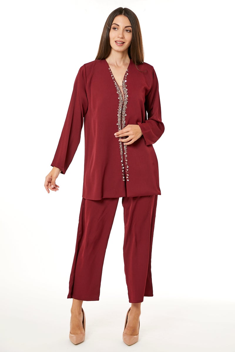 Moistreet V-Neck Top & Pant Set - Image 1