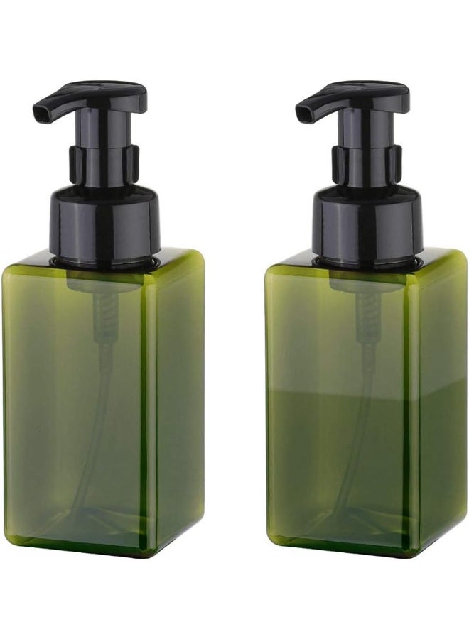 Foaming Soap Dispenser, 450ml (15oz) Refillable Pump Bottle for Liquid Soap, Shampoo, Body Wash (2 Pcs) (Green) Brand: UUJOLY - Image 1