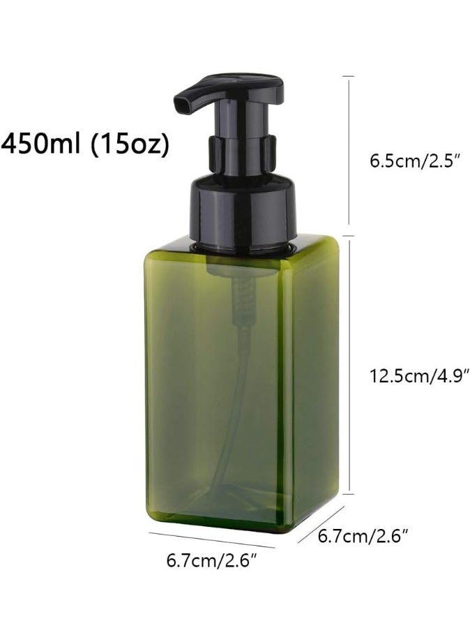 Foaming Soap Dispenser, 450ml (15oz) Refillable Pump Bottle for Liquid Soap, Shampoo, Body Wash (2 Pcs) (Green) Brand: UUJOLY - Image 2