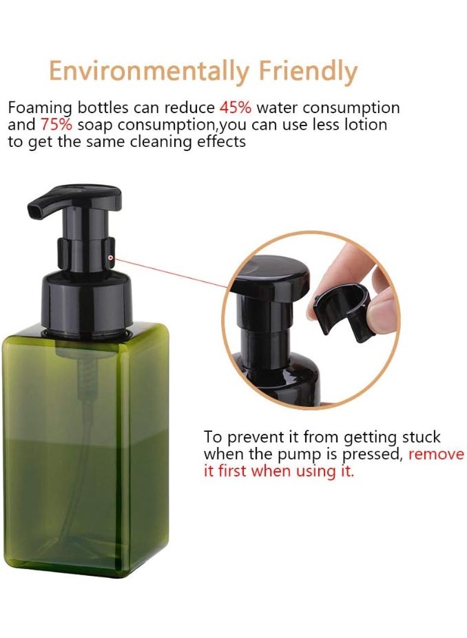 Foaming Soap Dispenser, 450ml (15oz) Refillable Pump Bottle for Liquid Soap, Shampoo, Body Wash (2 Pcs) (Green) Brand: UUJOLY - Image 4