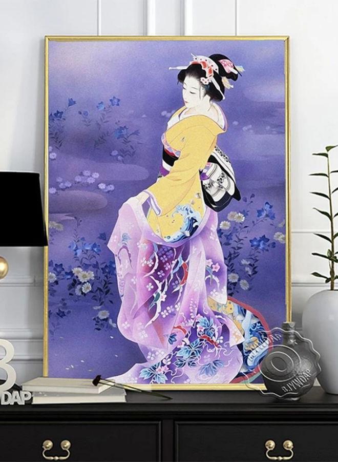 Skiyu Purple Robe Poster, Kimono Woman Portrait Painting, Vintage Japanese Character Wall Art, Living Room Wall Decor, Idea gift - Image 1
