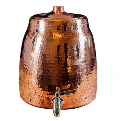 Sertodo Copper Niagara Water Dispenser | 100% Pure Copper, Heavy Gauge, Hand Hammered | 2+ Gallons Capacity, Holds 2 - 5 Gallon Water Jugs | Lid and Stainless Steel Spigot Included - Image 1