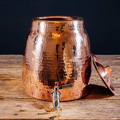 Sertodo Copper Niagara Water Dispenser | 100% Pure Copper, Heavy Gauge, Hand Hammered | 2+ Gallons Capacity, Holds 2 - 5 Gallon Water Jugs | Lid and Stainless Steel Spigot Included - Image 4