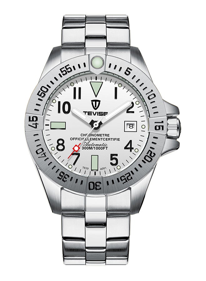 تيفيز ساعة يد بعقارب وسوار من الإستانلس ستيل للرجال - Image 1