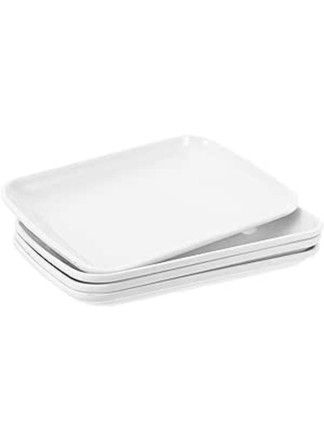 Melamine Rectangular Snack Plates 19x12cm 4pcs Set Lightweight Serving Trays For Party Dessert Breakfast - Image 1