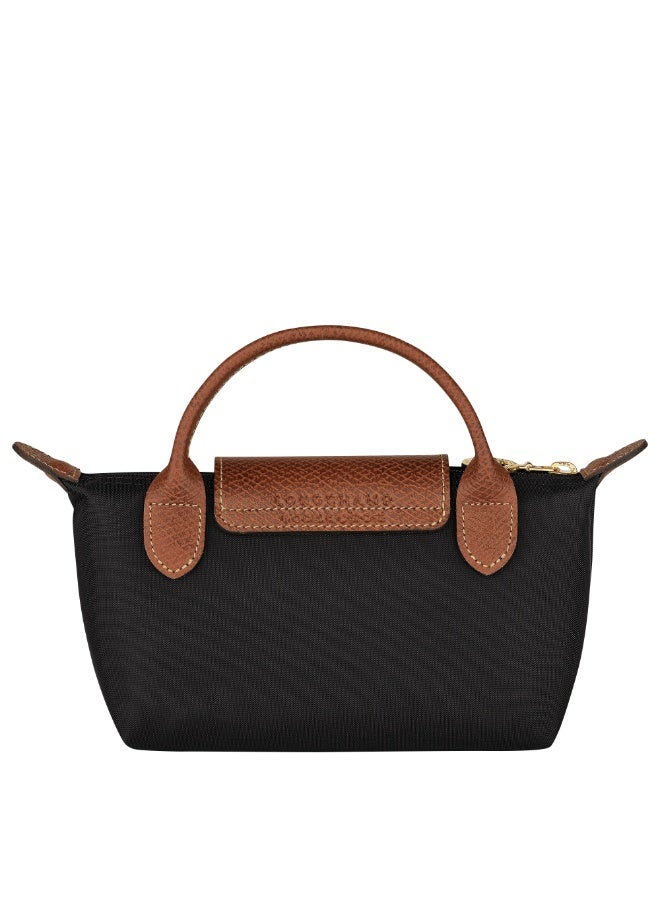 لونج شامب لو بليج الأصلي يأتي في حقيبة صغيرة مع مقبض وحزام الكتف قماش المعاد تدويره الأسود - Image 4