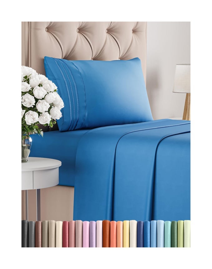 TWIN XL SIZE 3 PIECE SHEET SET COMFY BREATHABLE COOLING BED SHEETS SET HOTEL LUXURY BEDDING FOR WOMEN MEN KIDS TEENS BOYS GIRLS DEEP POCKETS SOFT WRINKLE FREE OEKOTEX ROYAL BLUE