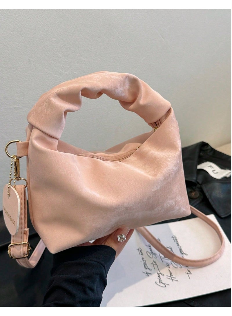 Shein Versatile Solid Color Crescent Handbag, Fashionable Detachable Shoulder Strap Crossbody Bag, Elegant Dumpling Bag Doubles As Phone Pouch, Minimalist Commute & Travel Top Handle Underarm Bag, Small Zipper Baguette Bag For Women's Daily Use - Image 1