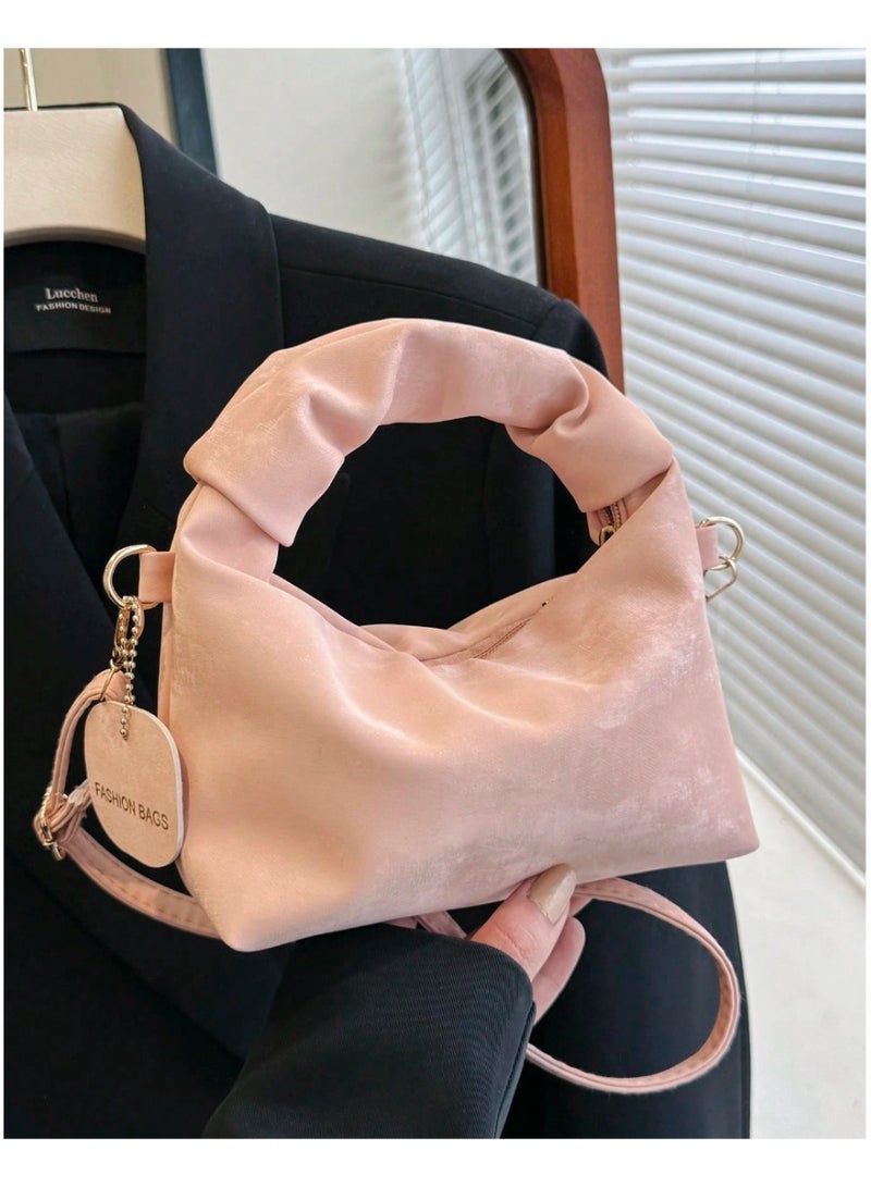 Shein Versatile Solid Color Crescent Handbag, Fashionable Detachable Shoulder Strap Crossbody Bag, Elegant Dumpling Bag Doubles As Phone Pouch, Minimalist Commute & Travel Top Handle Underarm Bag, Small Zipper Baguette Bag For Women's Daily Use - Image 5