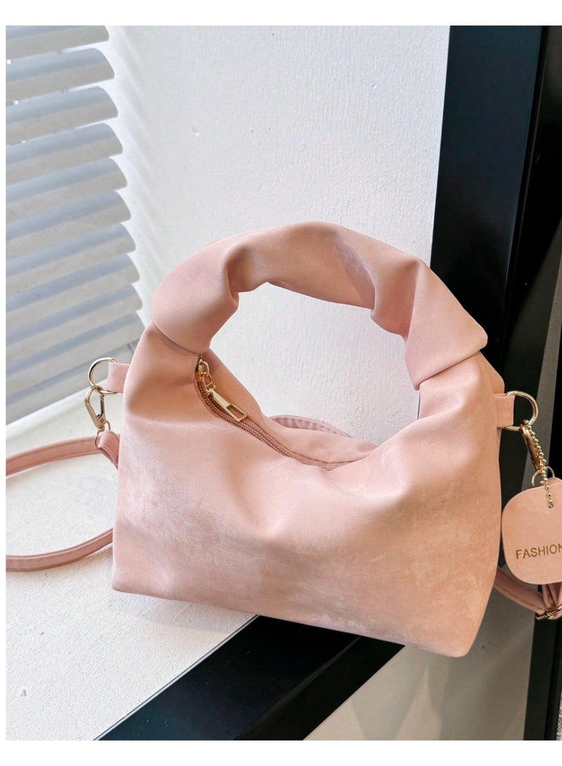 Shein Versatile Solid Color Crescent Handbag, Fashionable Detachable Shoulder Strap Crossbody Bag, Elegant Dumpling Bag Doubles As Phone Pouch, Minimalist Commute & Travel Top Handle Underarm Bag, Small Zipper Baguette Bag For Women's Daily Use - Image 2