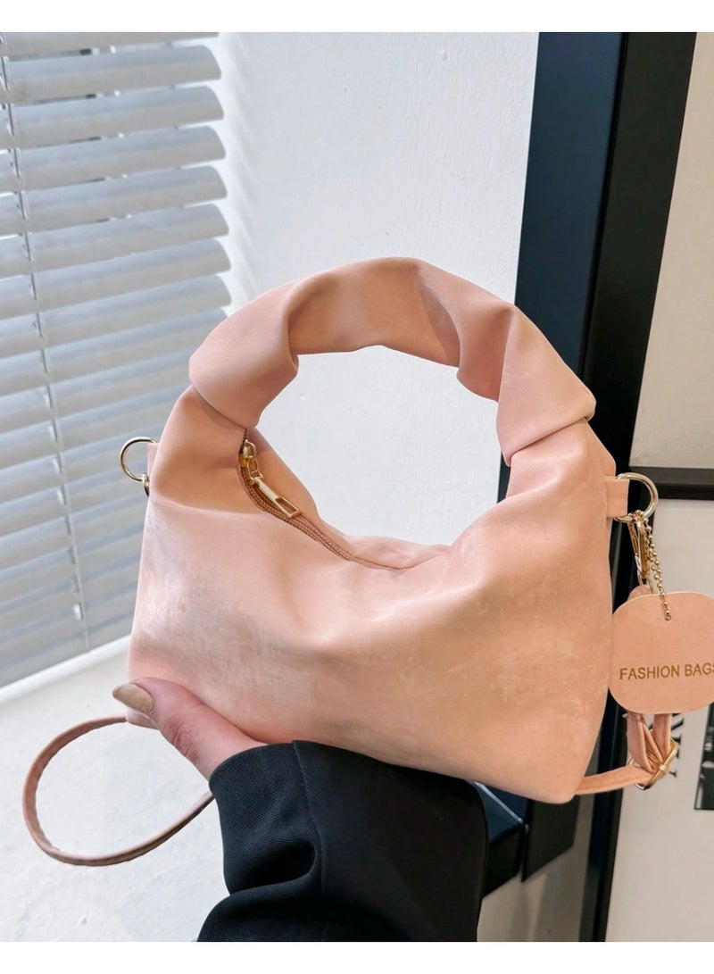 Shein Versatile Solid Color Crescent Handbag, Fashionable Detachable Shoulder Strap Crossbody Bag, Elegant Dumpling Bag Doubles As Phone Pouch, Minimalist Commute & Travel Top Handle Underarm Bag, Small Zipper Baguette Bag For Women's Daily Use - Image 3