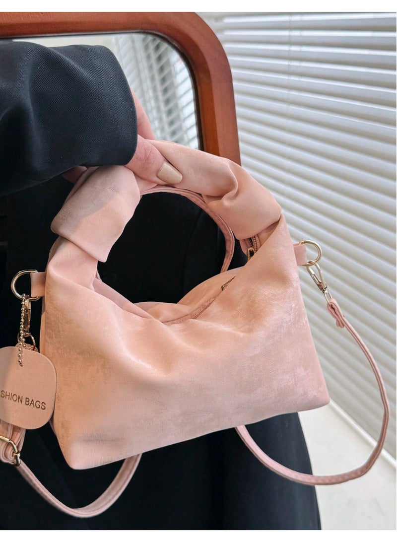 Shein Versatile Solid Color Crescent Handbag, Fashionable Detachable Shoulder Strap Crossbody Bag, Elegant Dumpling Bag Doubles As Phone Pouch, Minimalist Commute & Travel Top Handle Underarm Bag, Small Zipper Baguette Bag For Women's Daily Use - Image 4