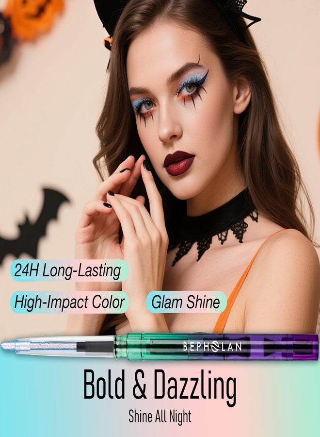BEPHOLAN Pink Blue Eyeliner Pencil,2-in-1 Color Waterproof Glitter Gel Eye Liner Highligter,Mermaid Korean Makeup Waterline Eyeliner,Smudge Proof (FAIRY TALE) - Image 4