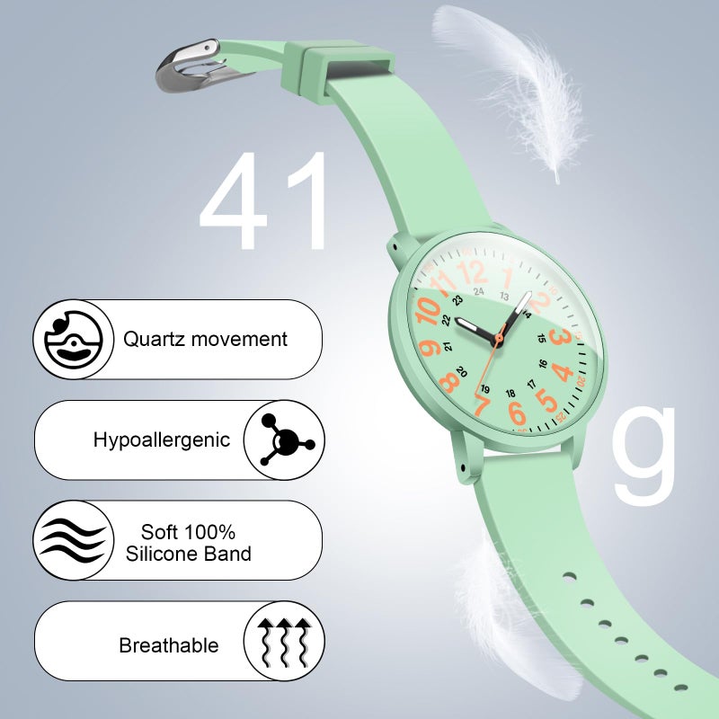 Asan Ge Green Women's Silicone Watch, Large Dial Fashionable Waterproof Wrist Watch, Easy to Read, Multiple Colors Available, Suitable for Casual Outdoors - Image 3