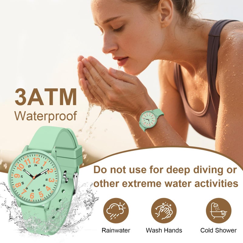 Asan Ge Green Women's Silicone Watch, Large Dial Fashionable Waterproof Wrist Watch, Easy to Read, Multiple Colors Available, Suitable for Casual Outdoors - Image 4